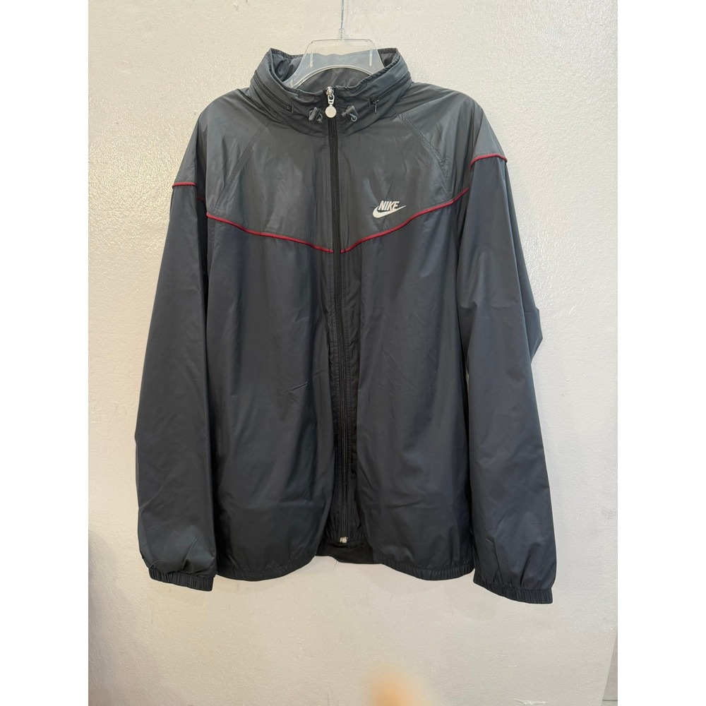 Vtg Nike Air Mens Windbreaker Jacket XL Black Grey Full Zip Mesh Lined Track - Picture 8 of 11